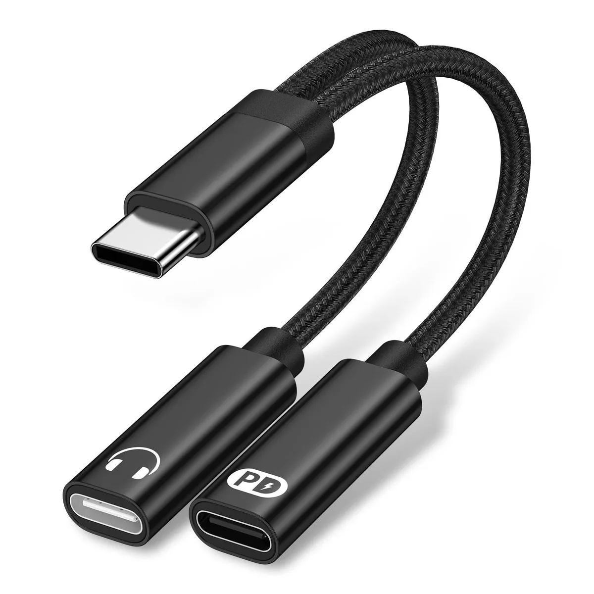  Photon USB-C to 3.5mm &amp; 60W PD Charging Adapter Black — product photo