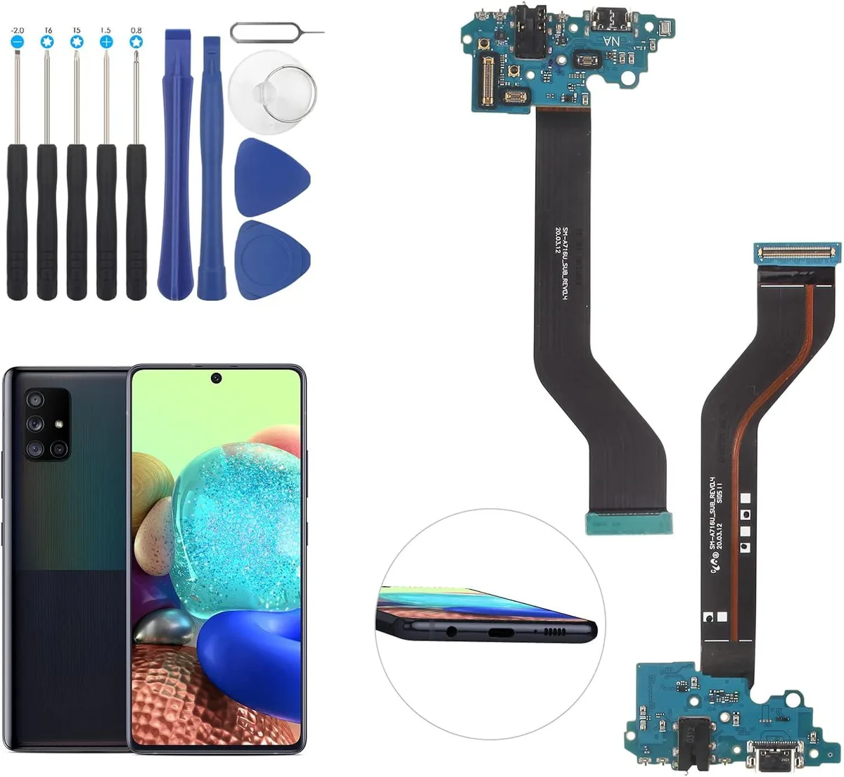 PISKEKAT PISKEKAT USB Charging Port for Galaxy A71 5G A716U with Tools — product photo