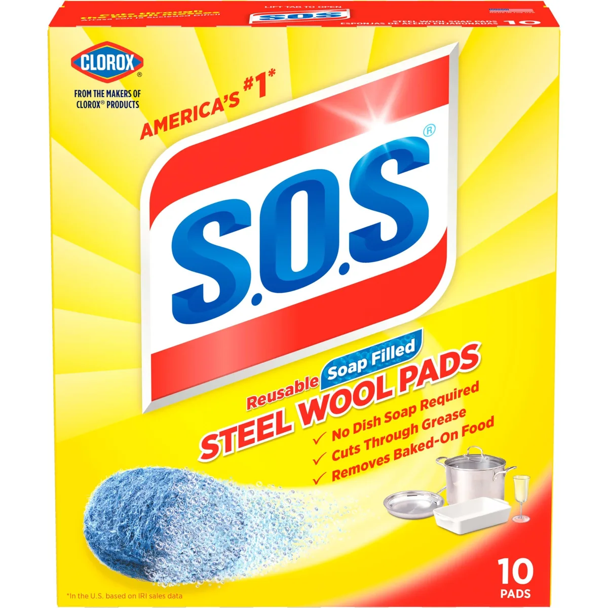 Rectangular box holding ten steel wool soap pads