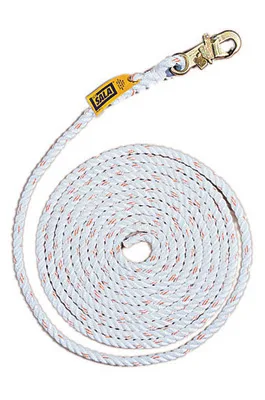 White 75 ft vertical lifeline rope with steel snap hooks at both ends