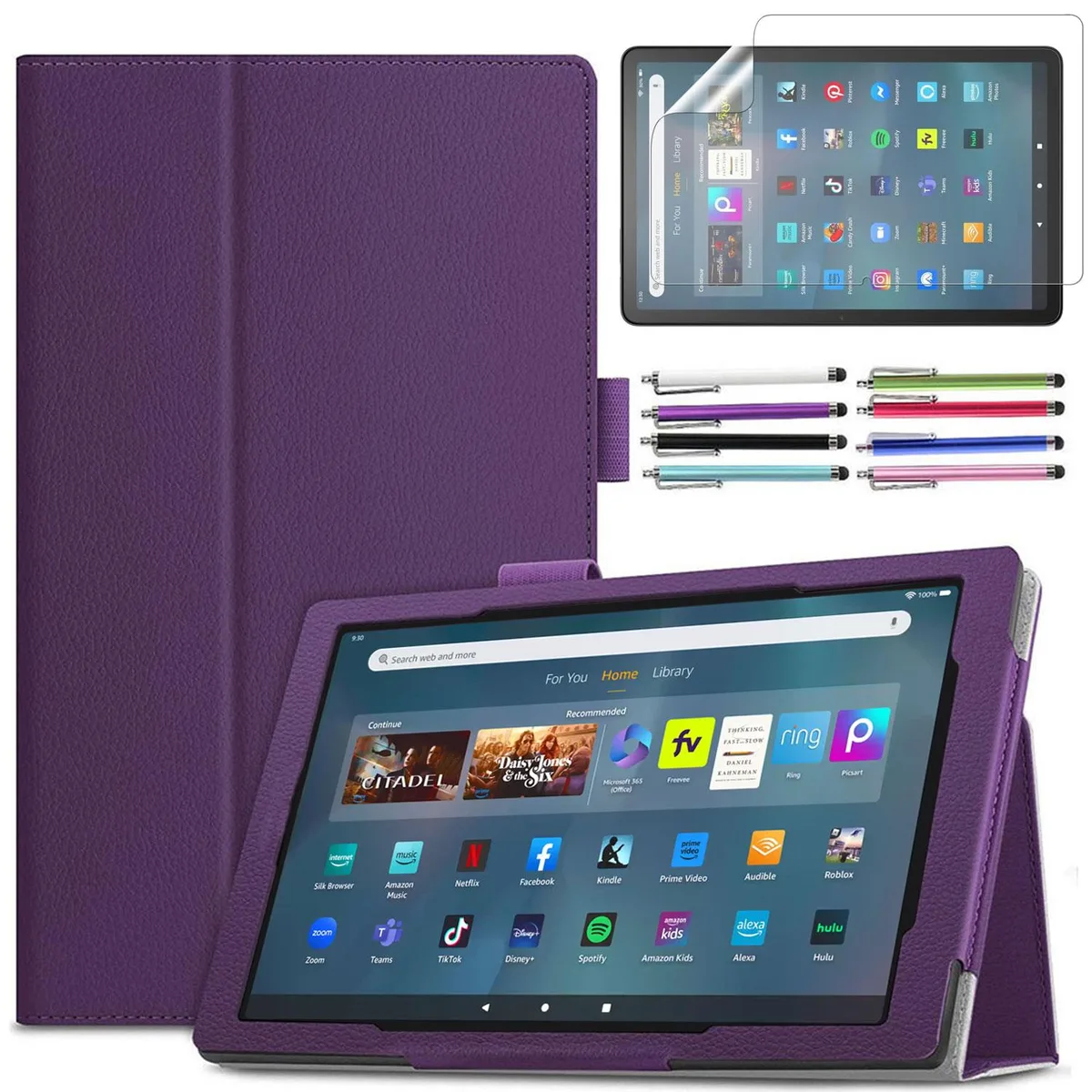 anicestore anicestore Folio Case for Amazon Fire Max 11 13th Gen 2023 Purple with Screen Protector and Stylus — product photo