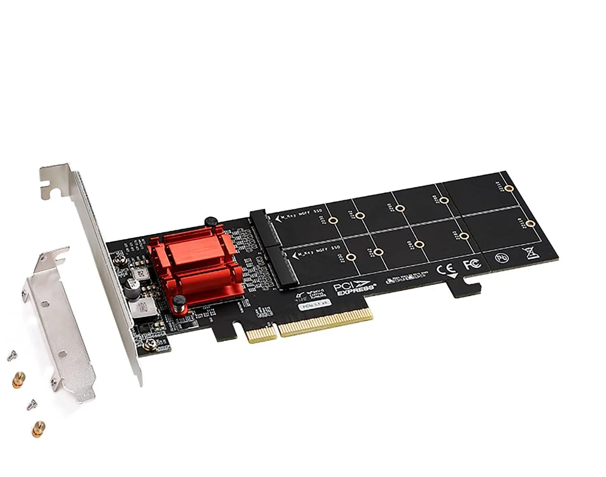 Vszerda Vszerda Dual M.2 NVMe PCIe 3.1 x8 Adapter with Low-Profile Bracket — product photo