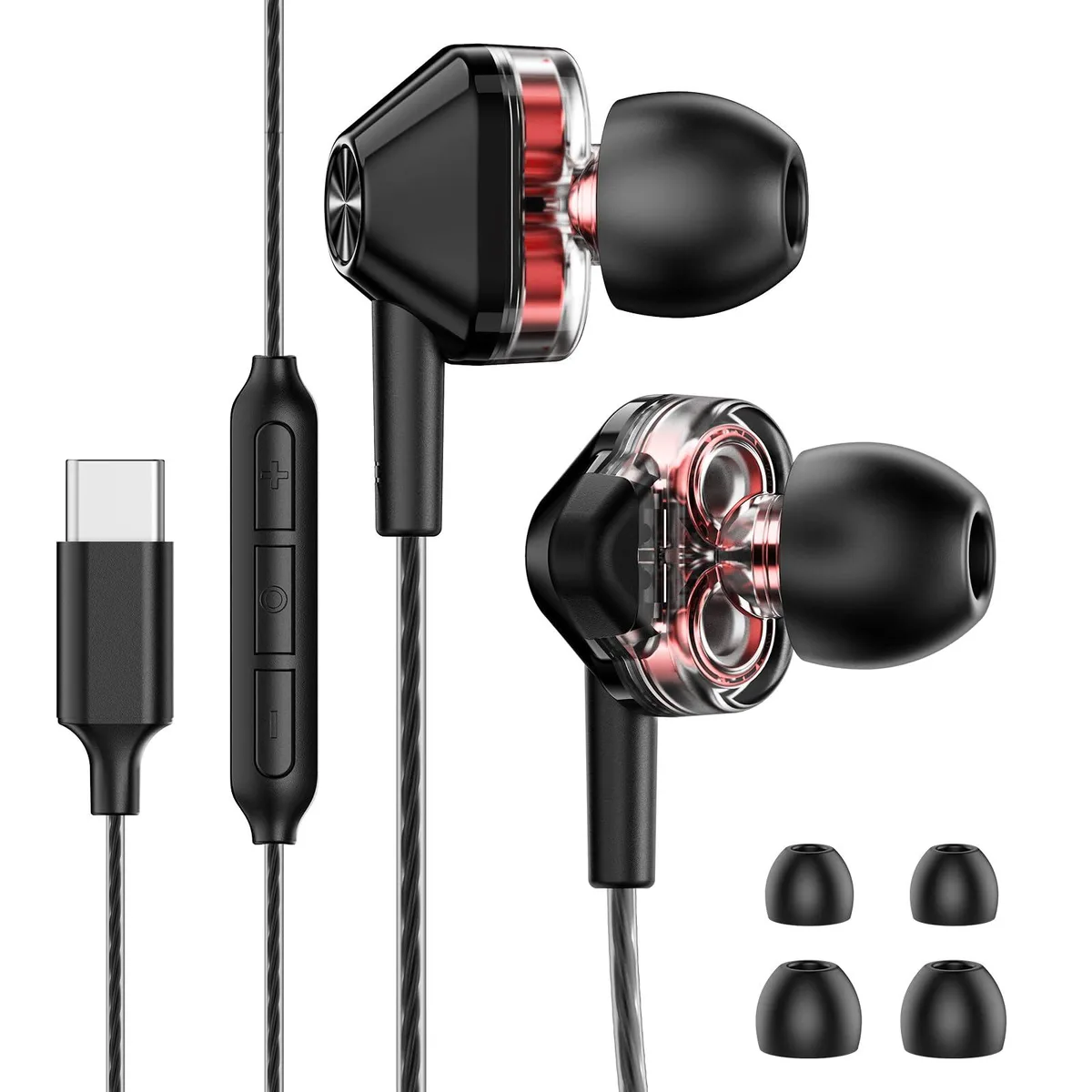  SuperTooth Dual Driver Earphones USB-C Wired 32 ohm Black — product photo