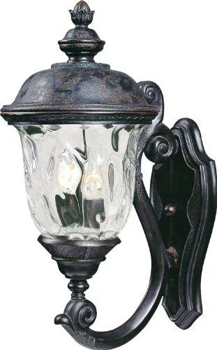 Oriental bronze outdoor wall lantern with water glass shade