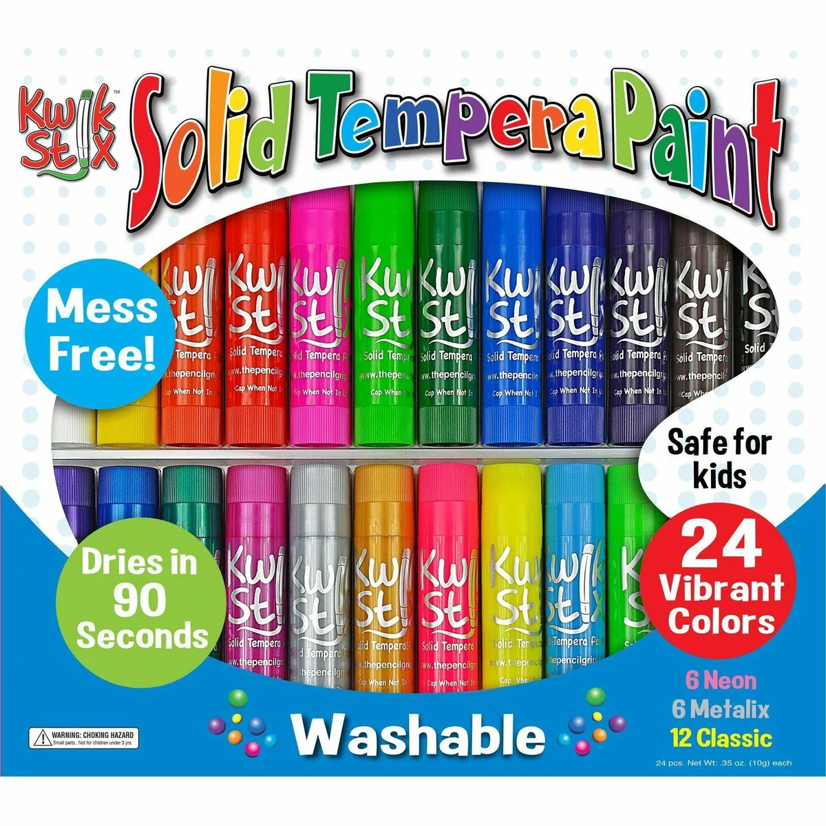 The Pencil Grip The Pencil Grip Kwik Stix Solid Tempera Paint Sticks 24 pack assorted 604 — product photo
