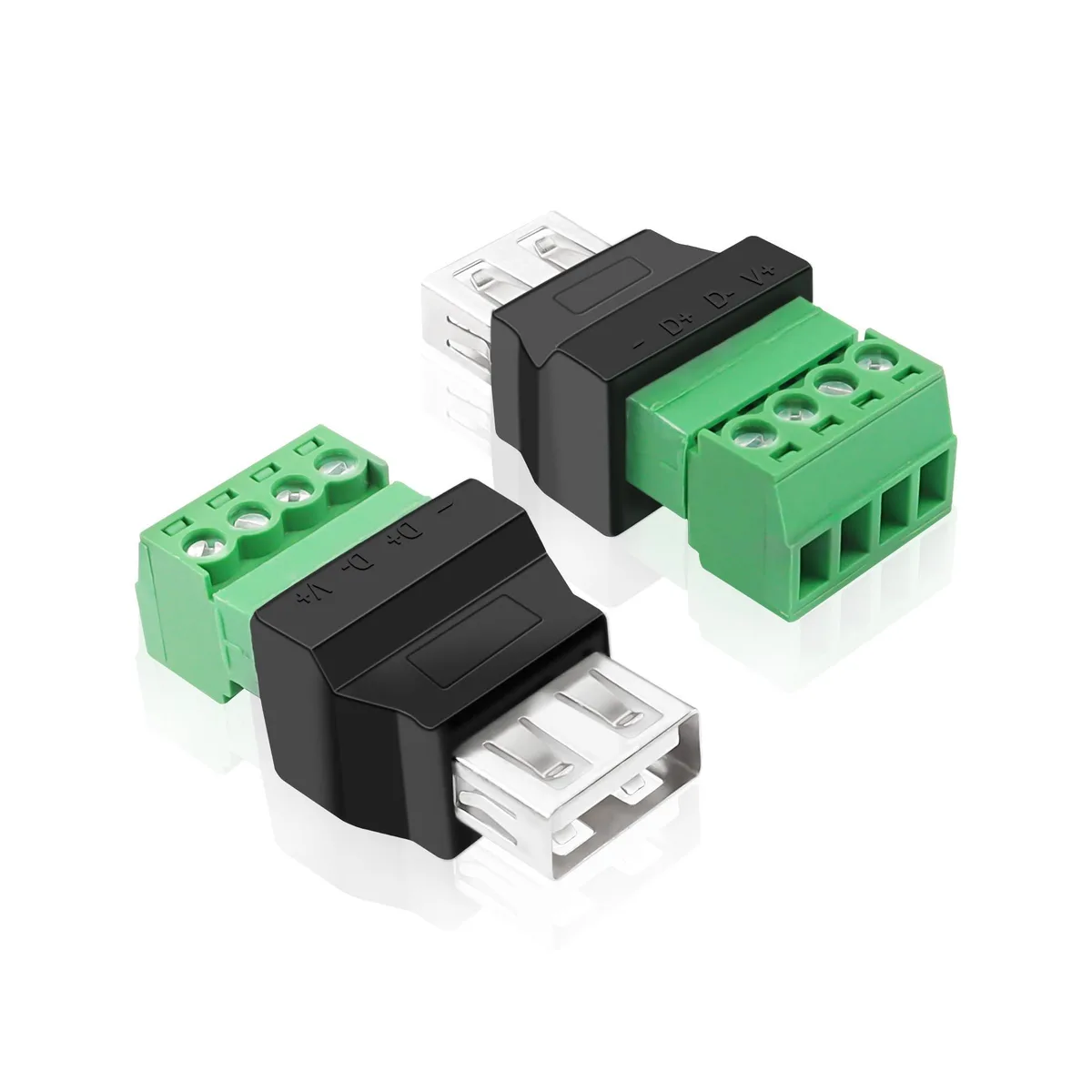 BUCIER BUCIER USB 2.0 A Female to 4-Pin Screw Terminal Adapter Green 2-Pack — product photo