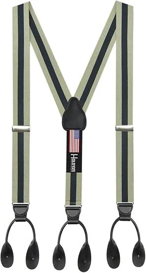 Hold'Em Hold'Em Tuxedo Suspenders Regimental Stripe Tan Tall 54" 1.25 — product photo