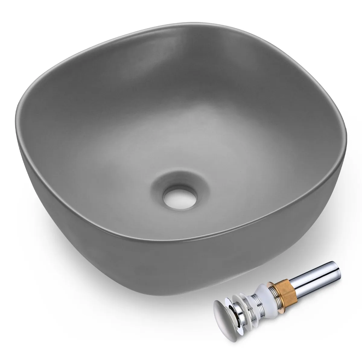 Aquaterior Aquaterior 16" Self Rimming Ceramic Sink Grey — product photo