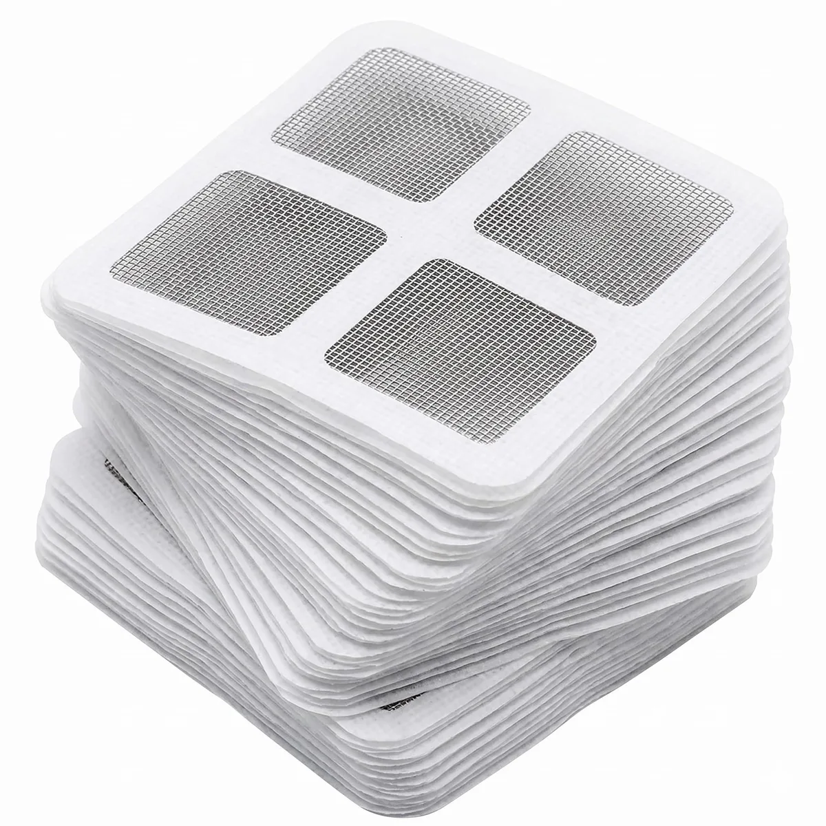 Square white mesh stickers on backing sheet, 100 pack