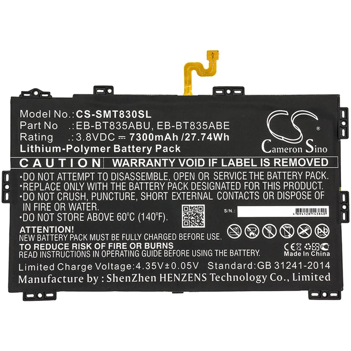  Cameron Sino 7300mAh Battery for Samsung Galaxy Tab S4 10.5 2018 SM-T830 SM-T835 — product photo