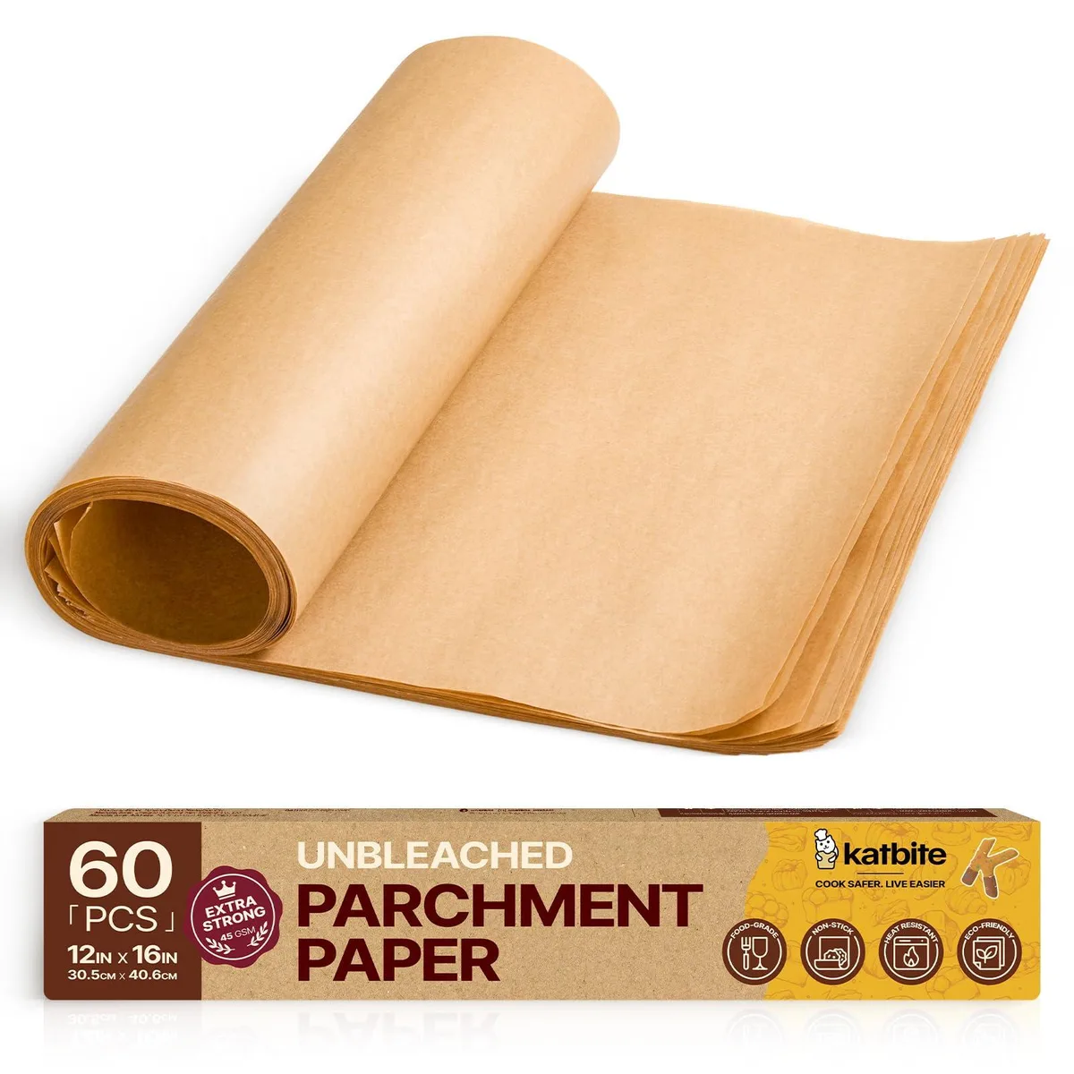  Katbite Air Fryer - 32 Parchment Paper Sheets 60PCS 12x16 Inch — product photo