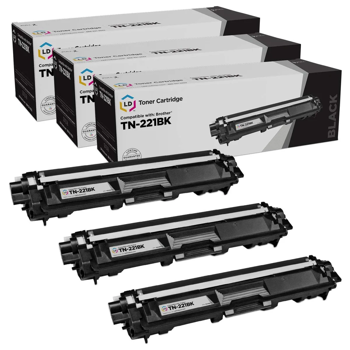 LD Products LD Products TN221BK Black Toner Cartridge 3-Pack 2500 Pages — product photo