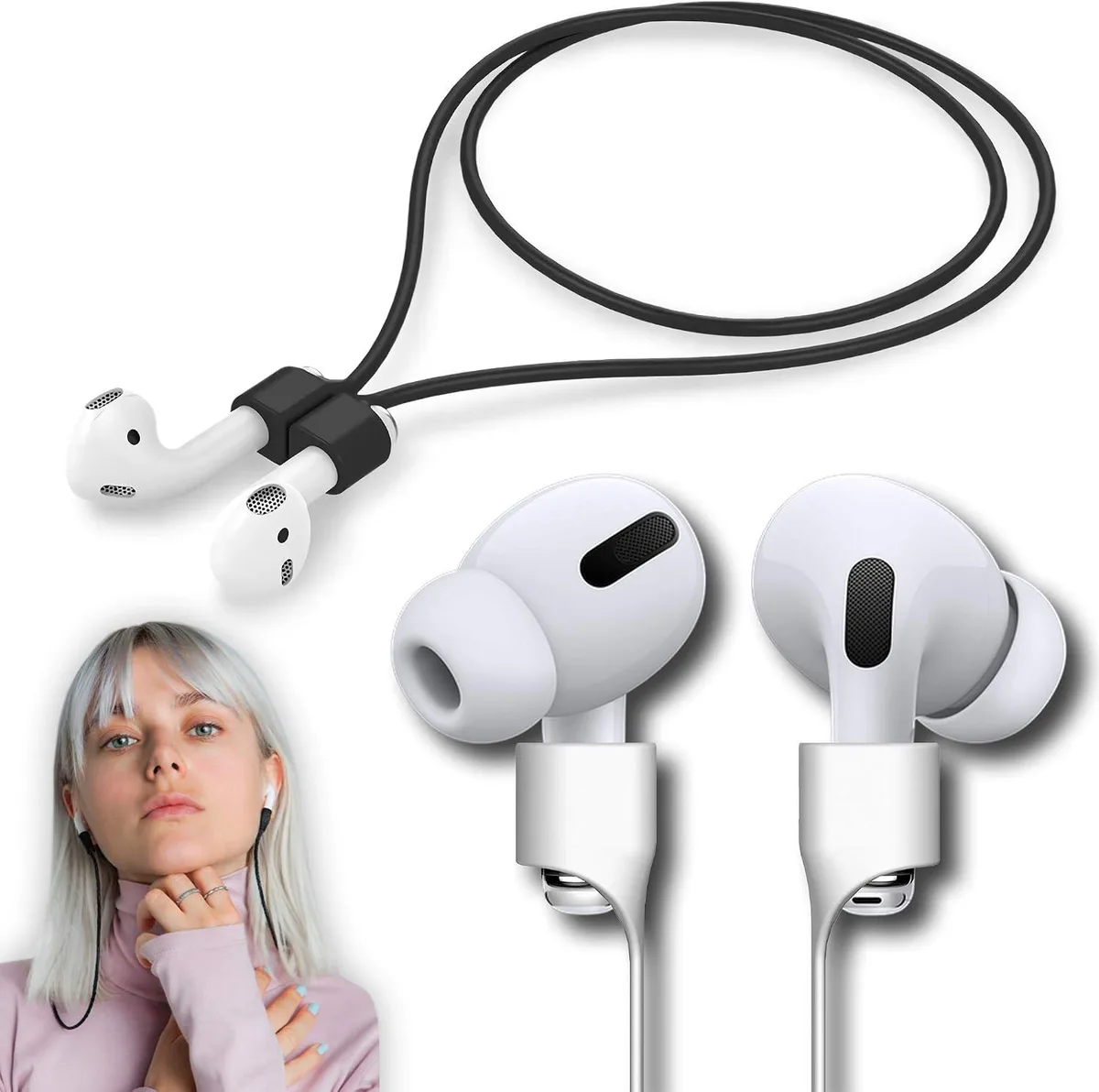 MCHOSE MCHOSE AirPods Strap Anti-Lost Lanyard Magnetic Black — product photo