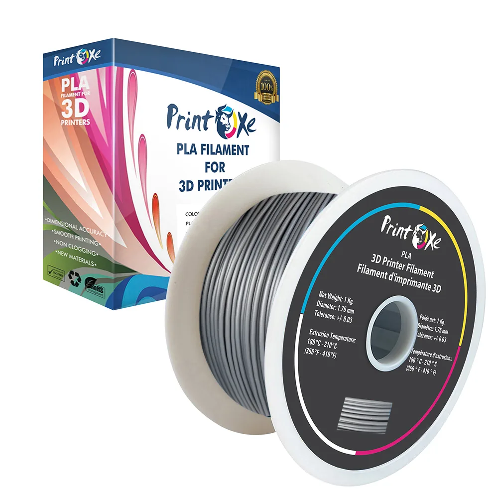 PrintOxe PrintOxe Silver PLA Filament 1.75 mm 1 kg ±0.03 mm — product photo