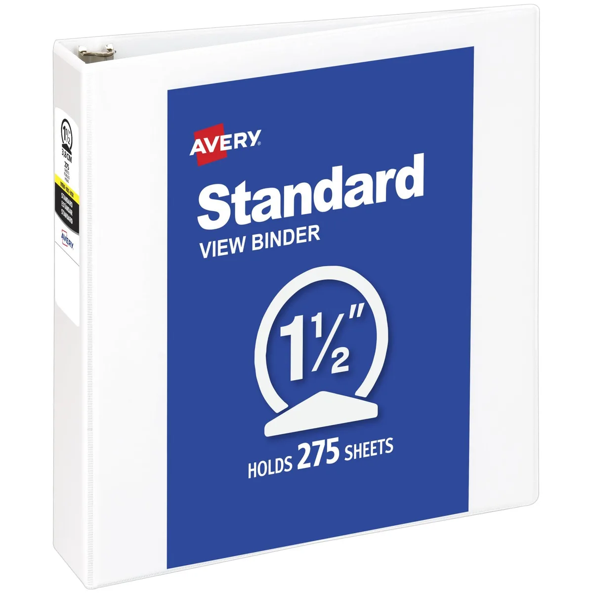 White 3-ring binder with clear view covers and 2.1 inch spine