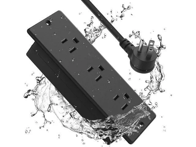 LORDWORLD LORDWORLD Recessed PDU 3 Outlets IPX4 6.56ft Cord 12A 1500W Black — product photo
