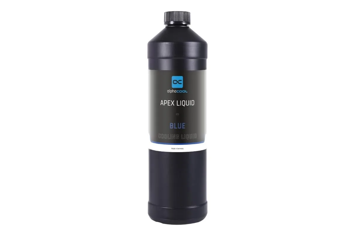 Clear 1000ml bottle of blue liquid coolant