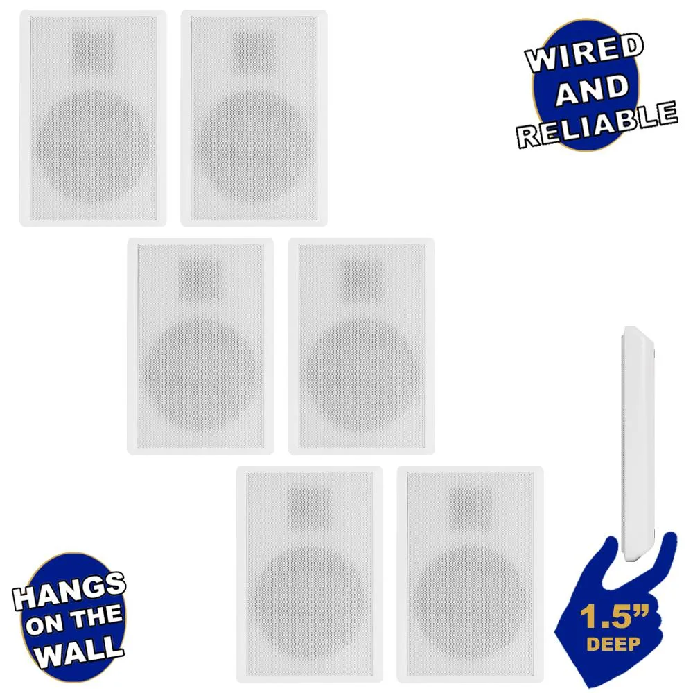 Goldwood Sound, Inc. Goldwood Sound SLM1W On-Wall Slim Speakers 6-Pack 1.5" Deep — product photo