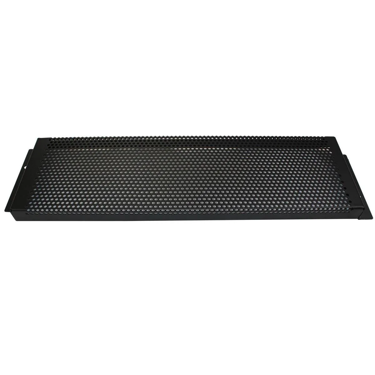 Flat metal security panel for 19 inch rack, 3U height, matte black finish