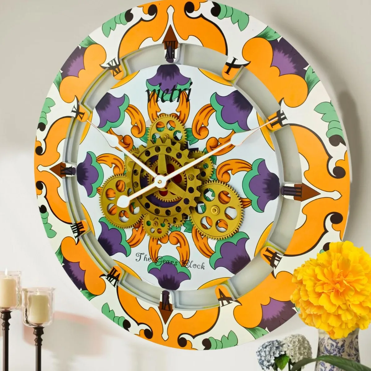The Gears Clock The Gears Clock Italy Line 24 inch Round Vietri Wall Clock — product photo