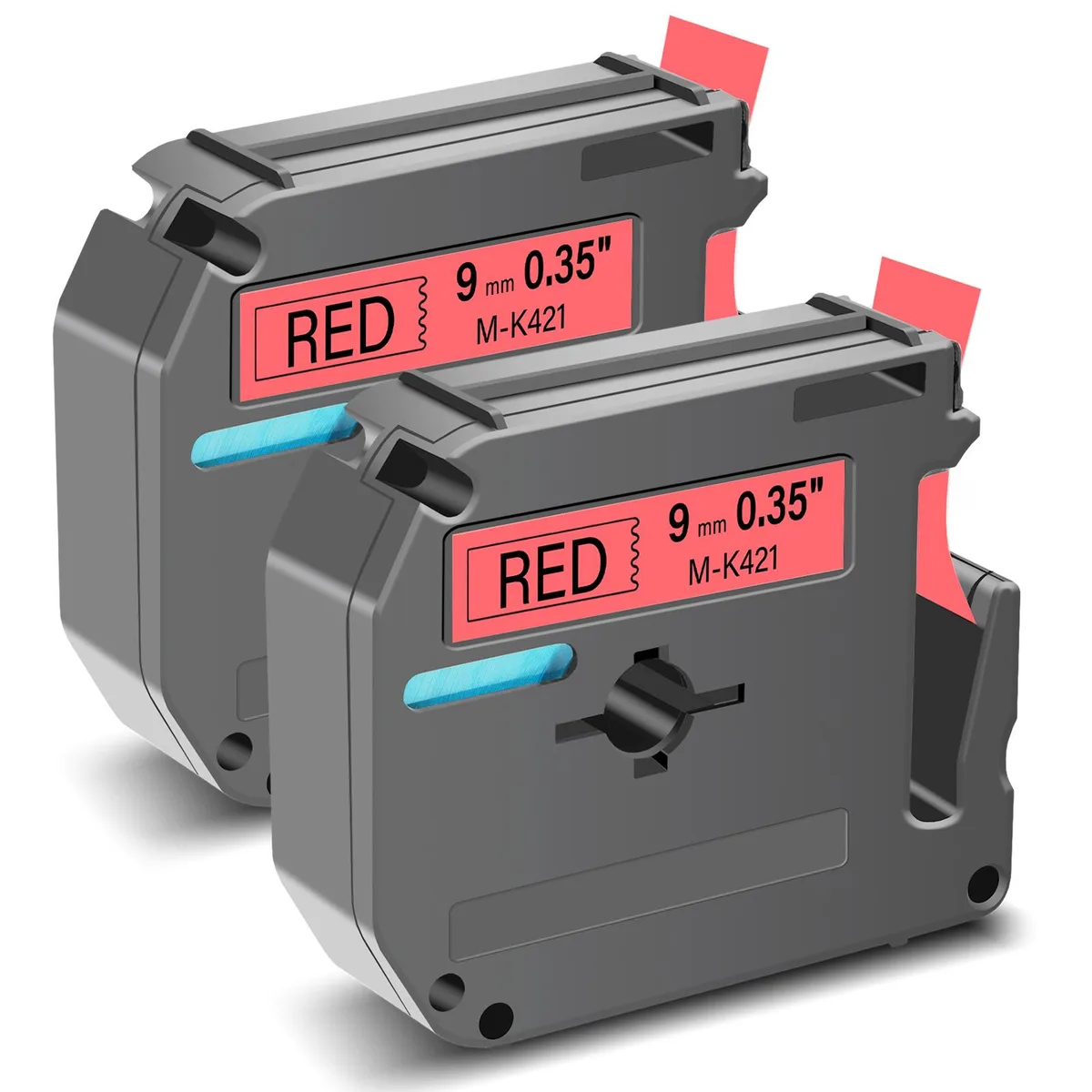 GREENCYCLE GREENCYCLE MK-421 Label Tape 9mm Black on Red 2 Pack — product photo