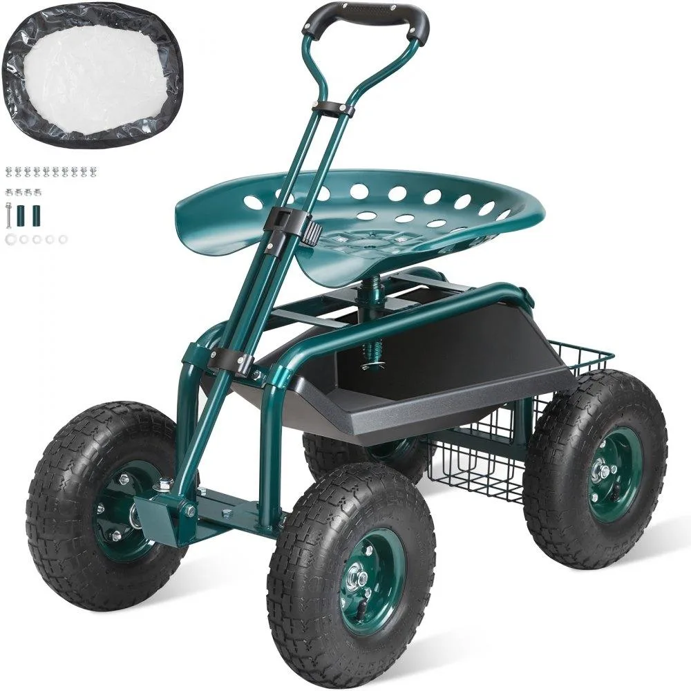 VEVOR VEVOR TC4501S-GN Garden Cart Rolling Workseat Green 300 lbs — product photo