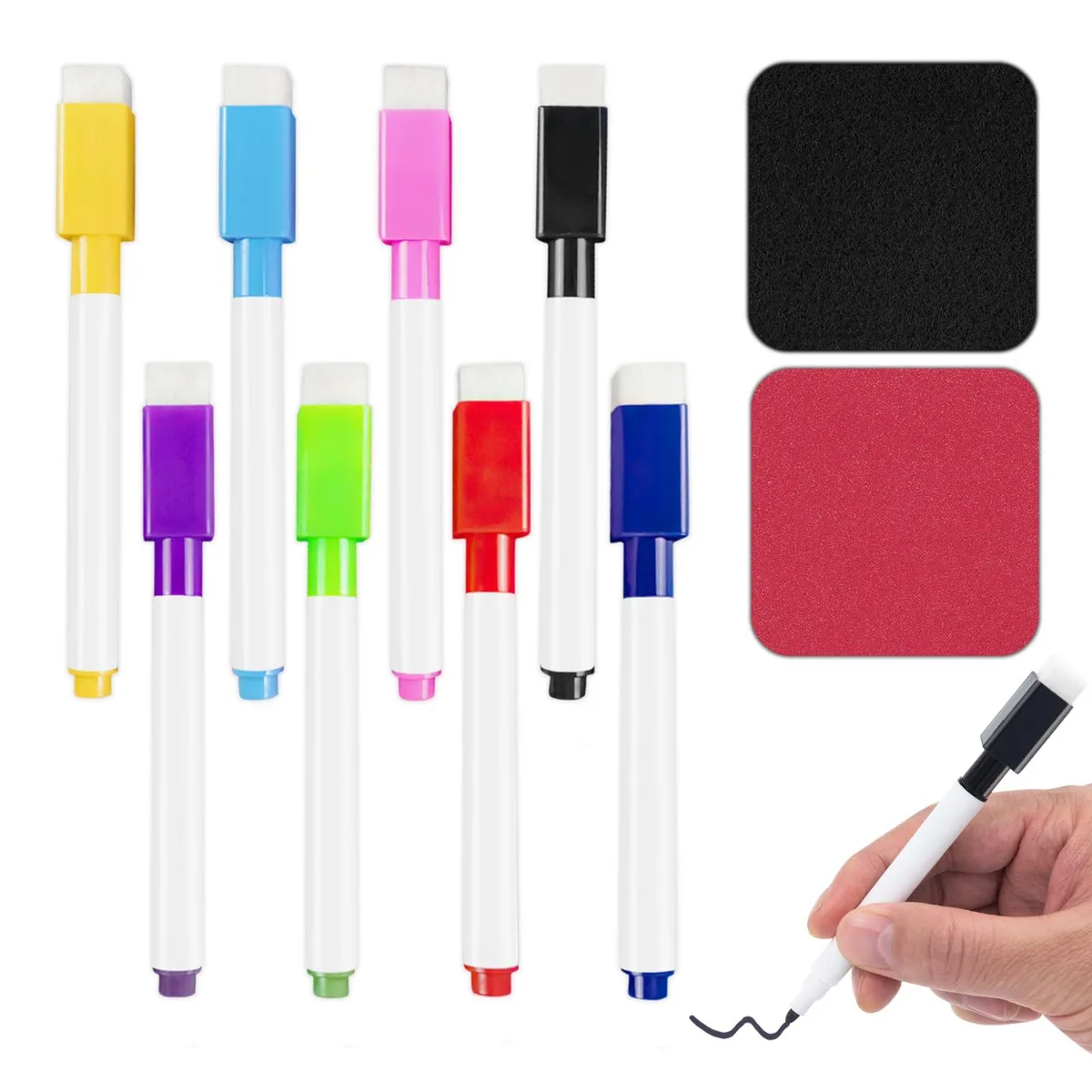  JEFURE MarkerEraser-CL-8PCS 8 Magnetic Dry Erase Markers Fine .5mm — product photo