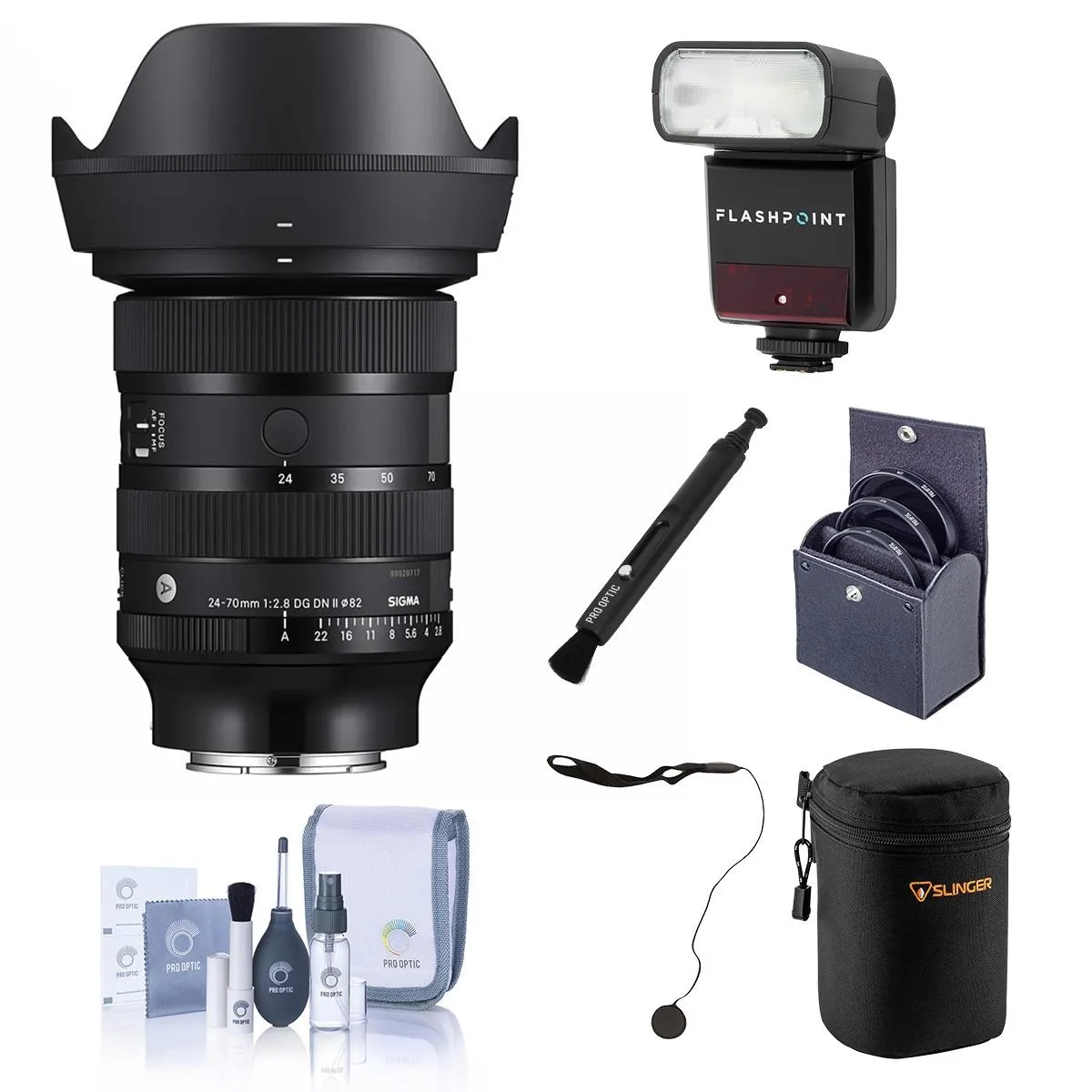 SIGMA SIGMA 24-70mm f/2.8 DG DN II Art Lens for Sony E, Bundle with Zoom Mini R2 Speedlight, 82mm Filter Kit — product photo