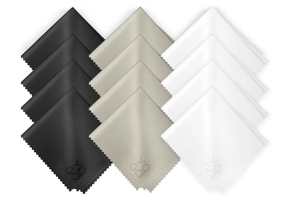  Microfiber Cleaning Cloth 12-Pack (4 Black, 4 Grey, 4 White) — product photo