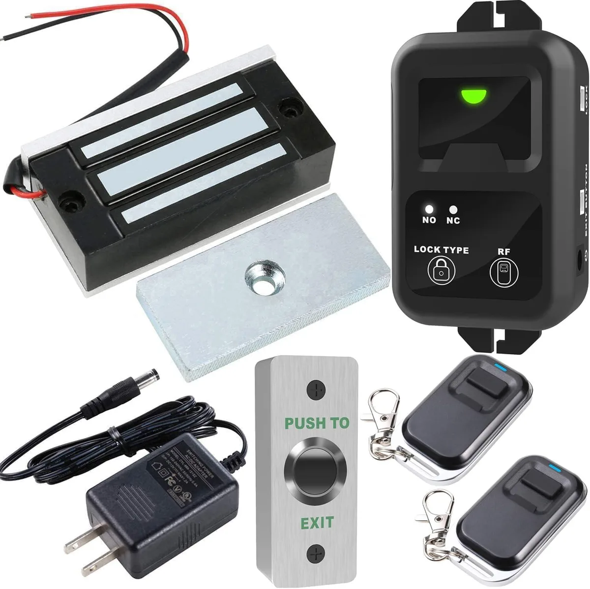 130lb magnetic door lock kit with remote control and exit button