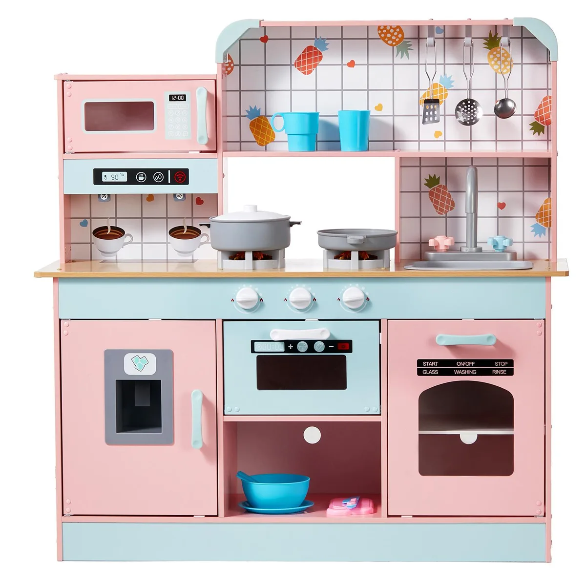 VEVOR VEVOR TLG81021 Play Kitchen Pink 34.9x12.5x35.6 in 24 pcs — product photo