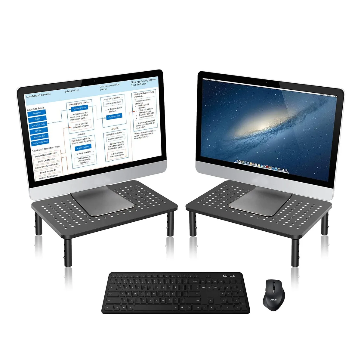 No Sew No Sew Bracwiser MST003-2 Monitor Stand Riser 2 Pack 370x235mm 3 Height Black — product photo