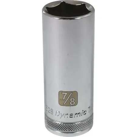 Chrome 1/2-inch drive socket with knurled ring and laser-etched size marking