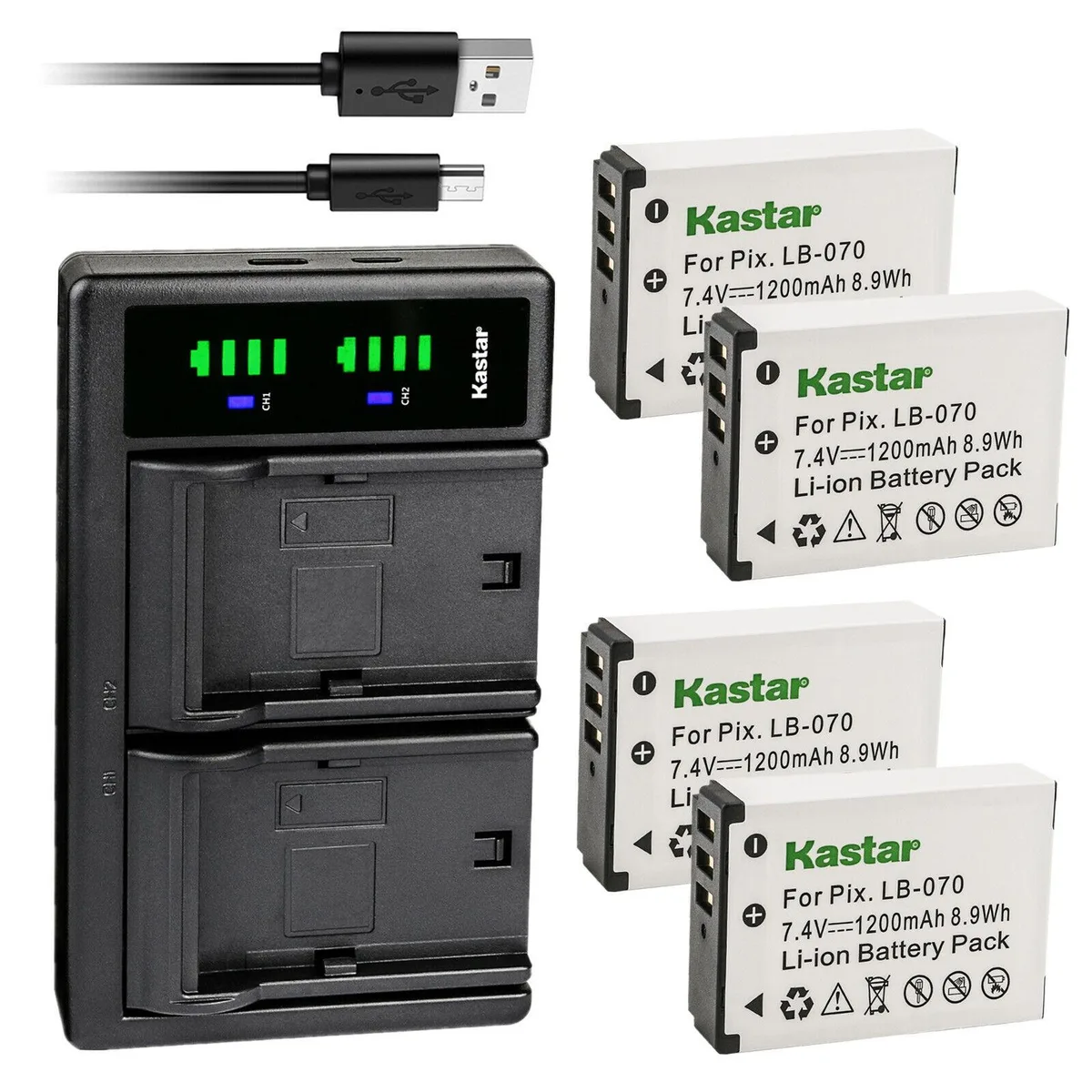 Kastar Kastar 4-Pack LB-070 Battery &amp; LTD2 USB Charger — product photo
