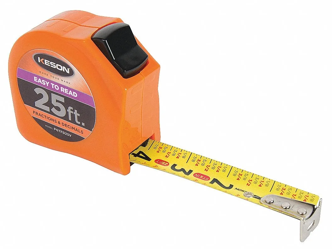 Keson Industries Keson Industries PGTFD25V 25 ft tape measure 1 in blade vertical read orange case — product photo