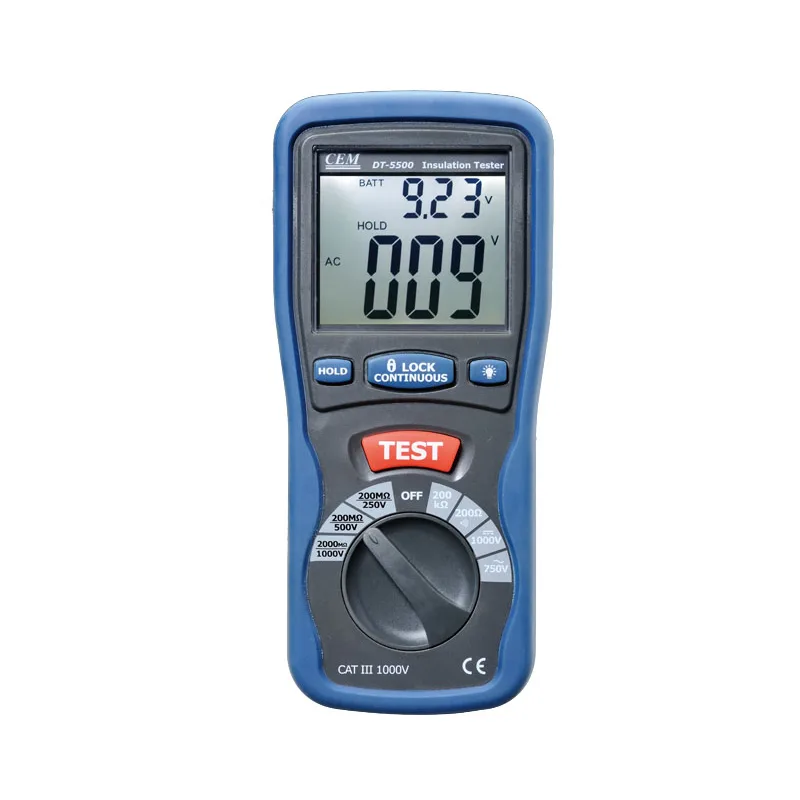 CEM CEM DT-5500 Insulation Tester Large Dual Display Backlight 200M 2000M 750V 1000V — product photo