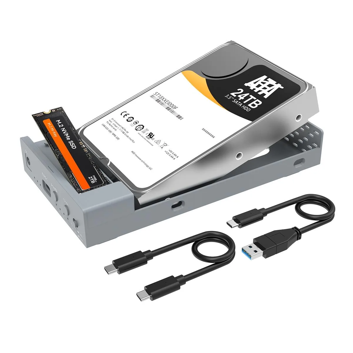 MAIWO MAIWO K3525N Dual-Bay NVMe &amp; SATA Enclosure Silver — product photo
