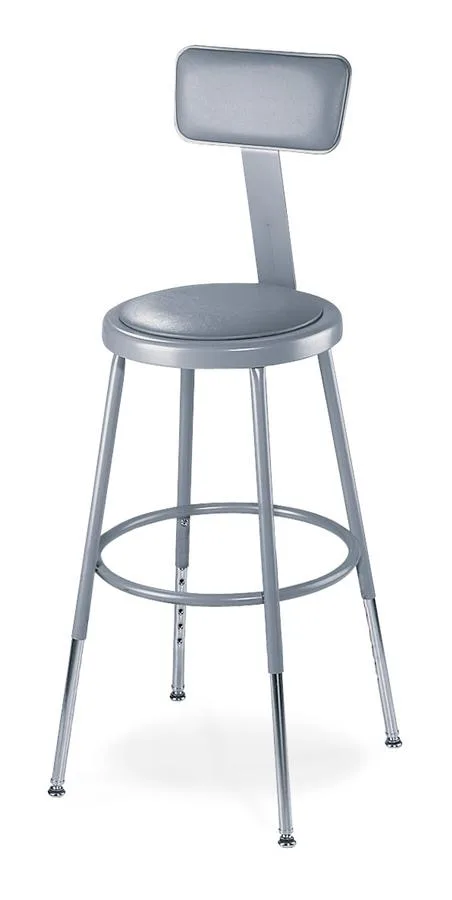 National Public Seating National Public Seating 6418B 18" barstool, gray vinyl, 300 lb — product photo