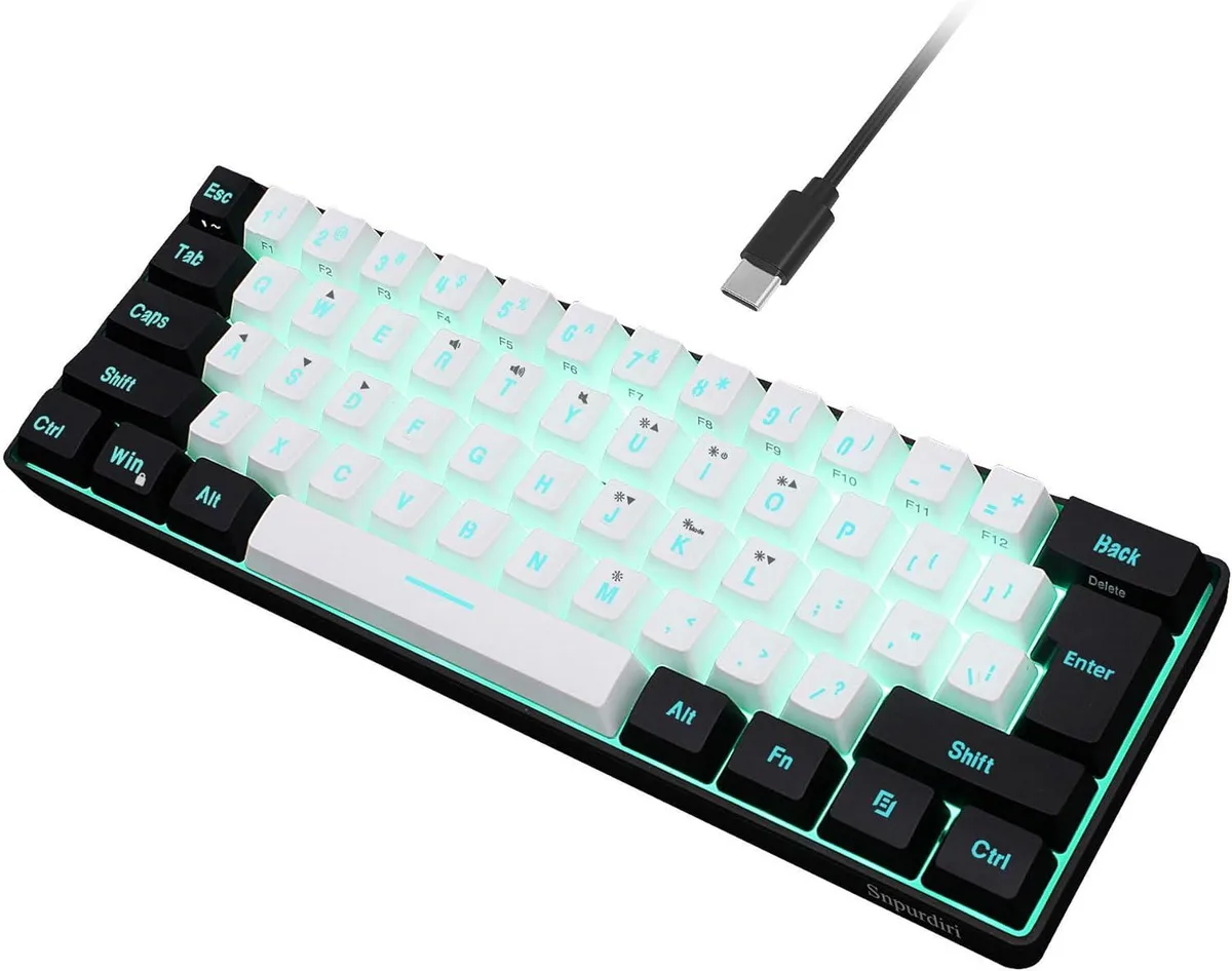 usbroway usbroway 60% Wired Gaming Keyboard 61 Keys Black-White — product photo