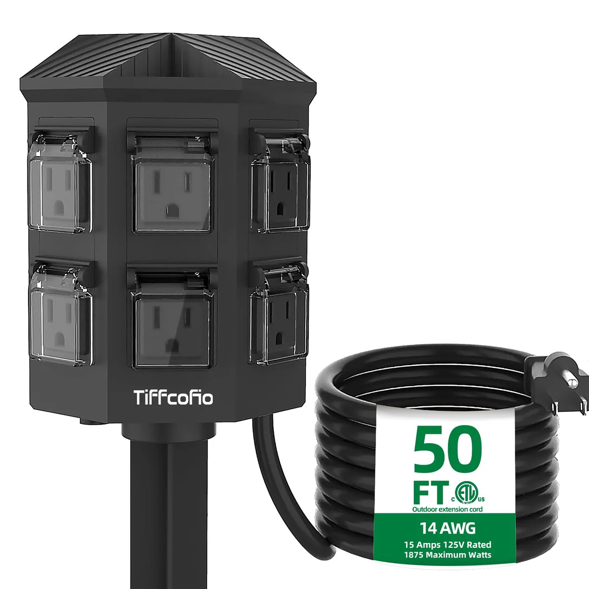  Tiffcofio TF-28016-50 50 ft 14 AWG Outdoor Power Extension Cord — product photo