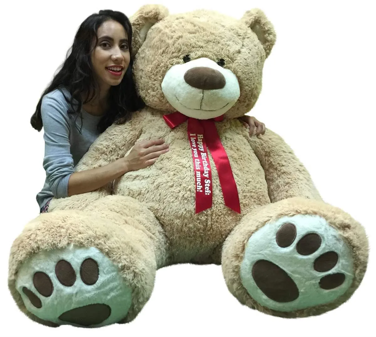 Big Plush Big Plush 5 Foot Giant Teddy Bear Personalized Neck Ribbon Beige — product photo