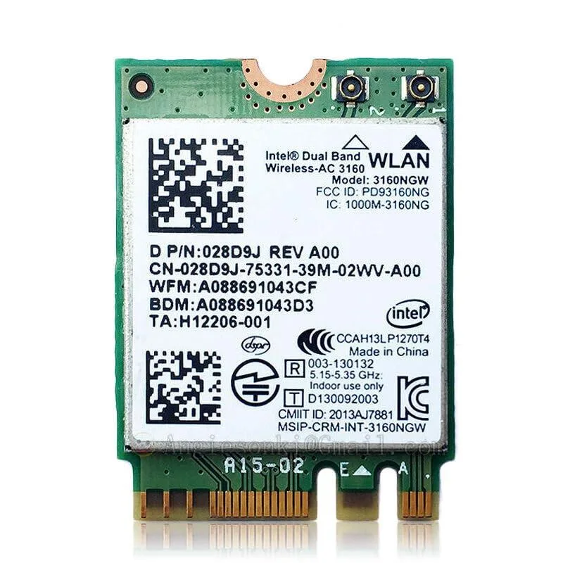 Intel Intel 3160NGW AC3160 Wi-Fi 5 adapter with Bluetooth 4.0 — product photo