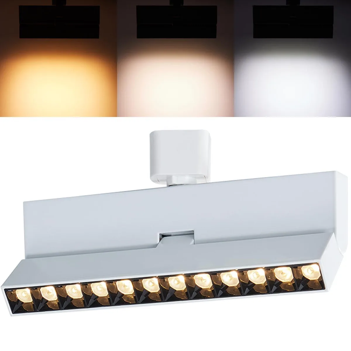  VANoopee 3-Color Dimmable LED Track Lighting Head H Type White 12W 1000lm — product photo