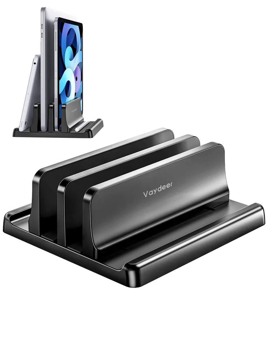 No Sew No Sew Vertical Laptop Stand 2 Slot Adjustable Black — product photo