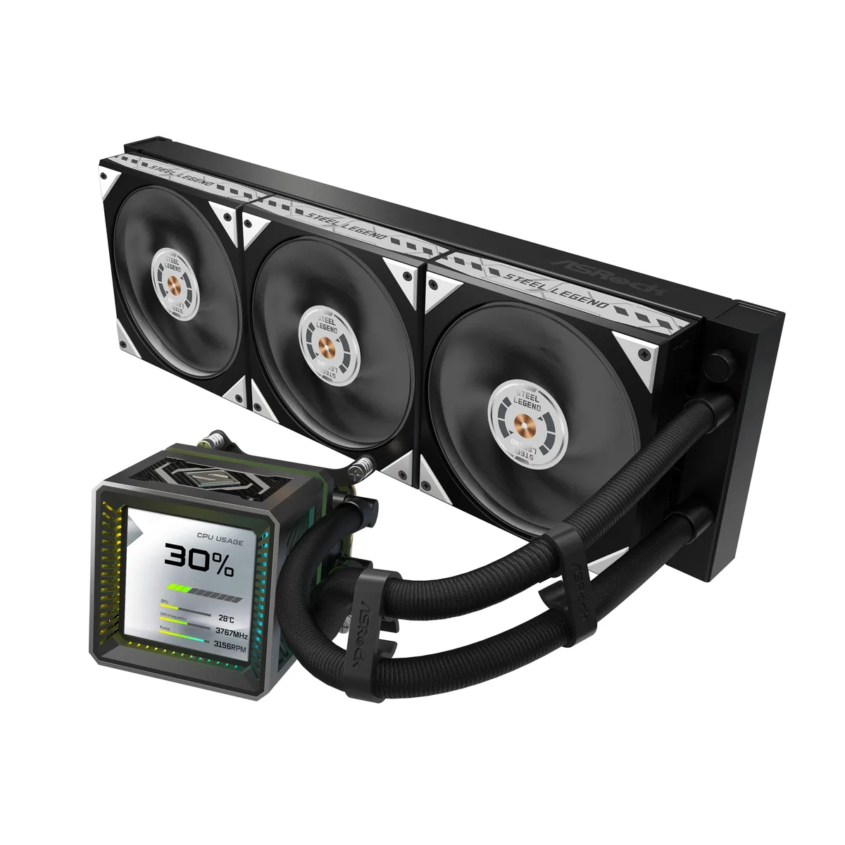 ASRock ASRock Steel Legend Dark 360 LCD liquid cooler — product photo