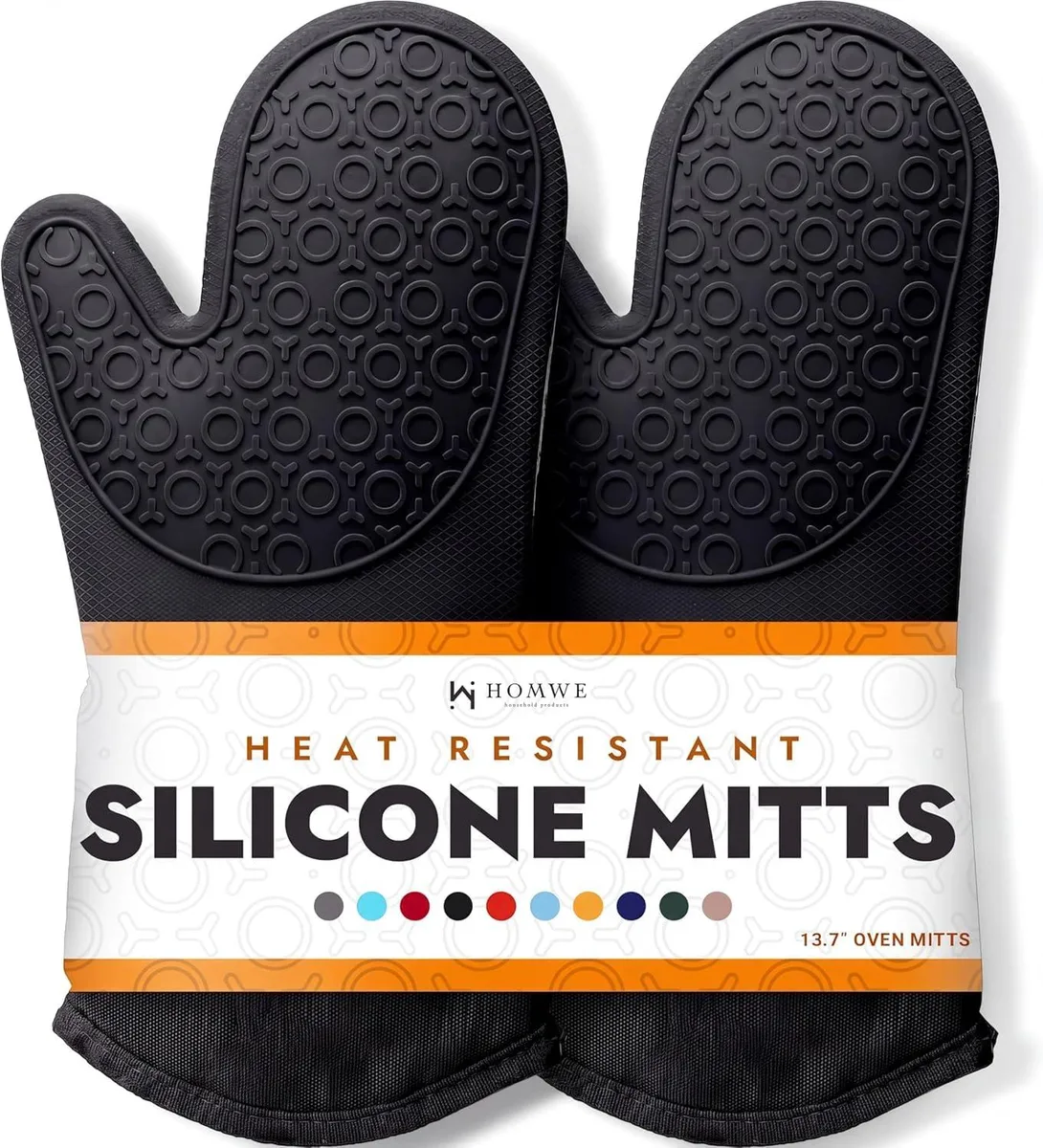 HOMWE HW-OVNMT-2PC-BLACK Oven Mitts 13.7" Black — product photo