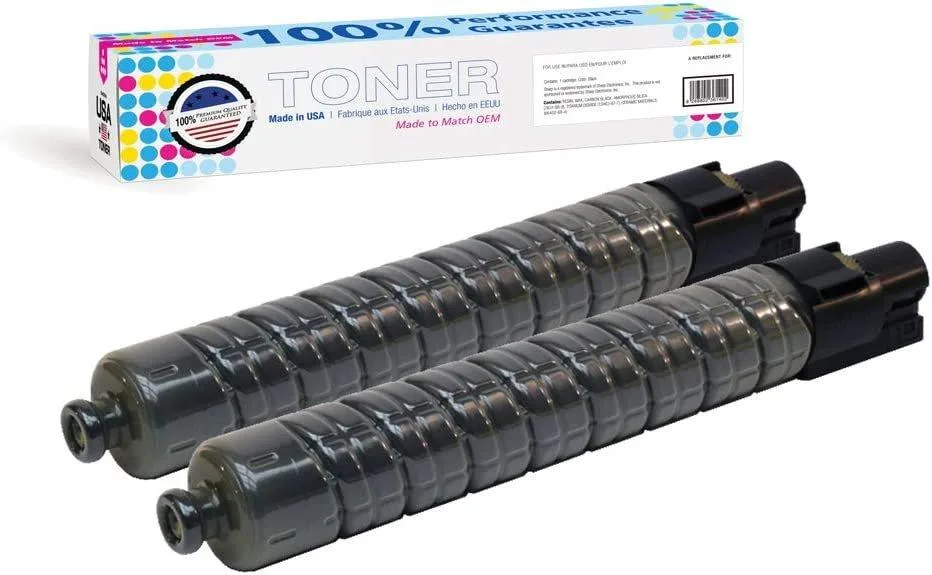 MADE IN USA TONER MADE IN USA TONER Compatible Black Toner Cartridge 2 Pack for Ricoh MP C3001 MP C3501 22,500 Pages — product photo