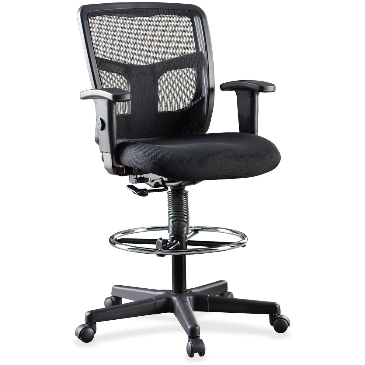 Lorell Lorell 86801 mid-back mesh stool black fabric office furniture — product photo