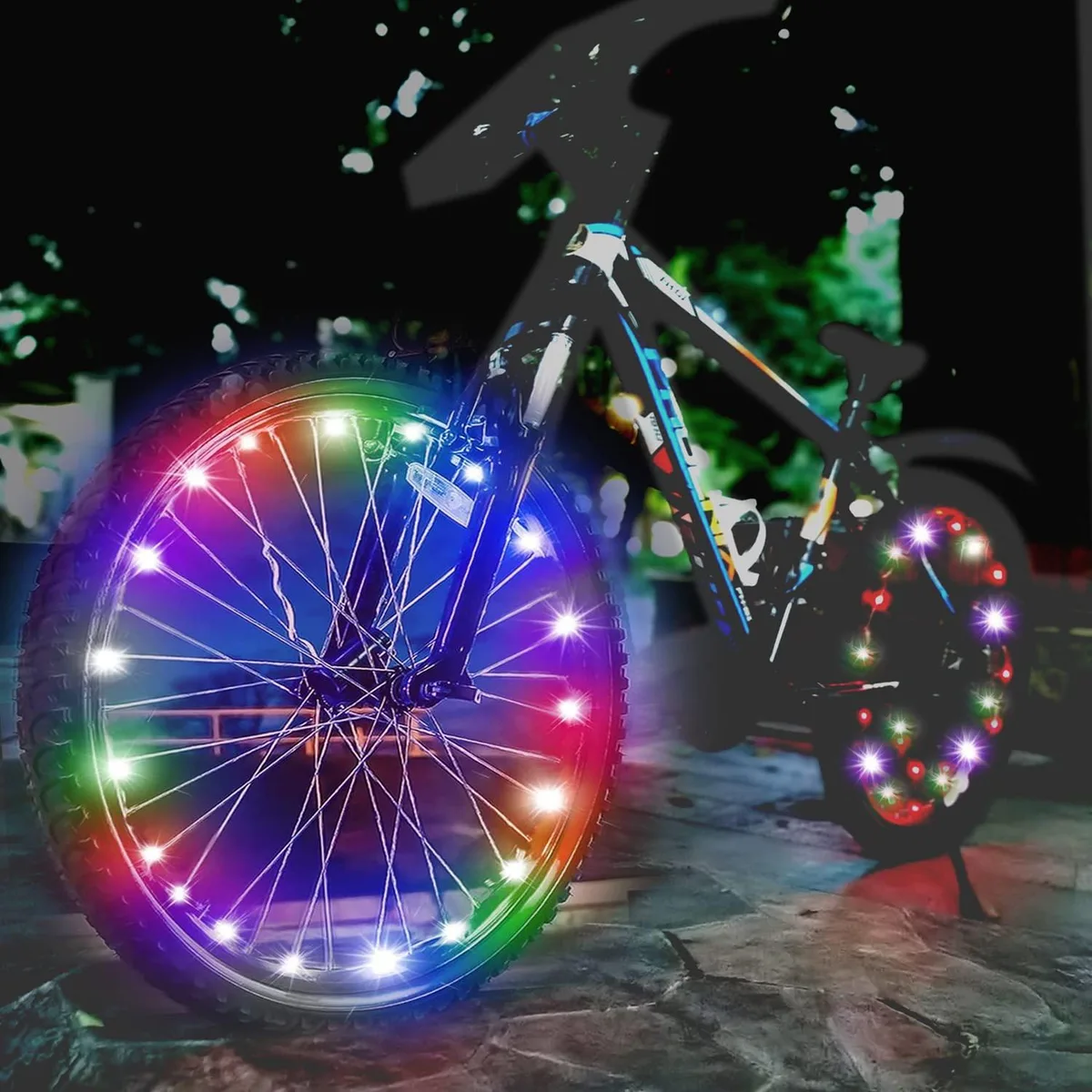  Colorful LED Bike Wheel Lights 2-Pack IP65 20 LED 3 Modes — product photo