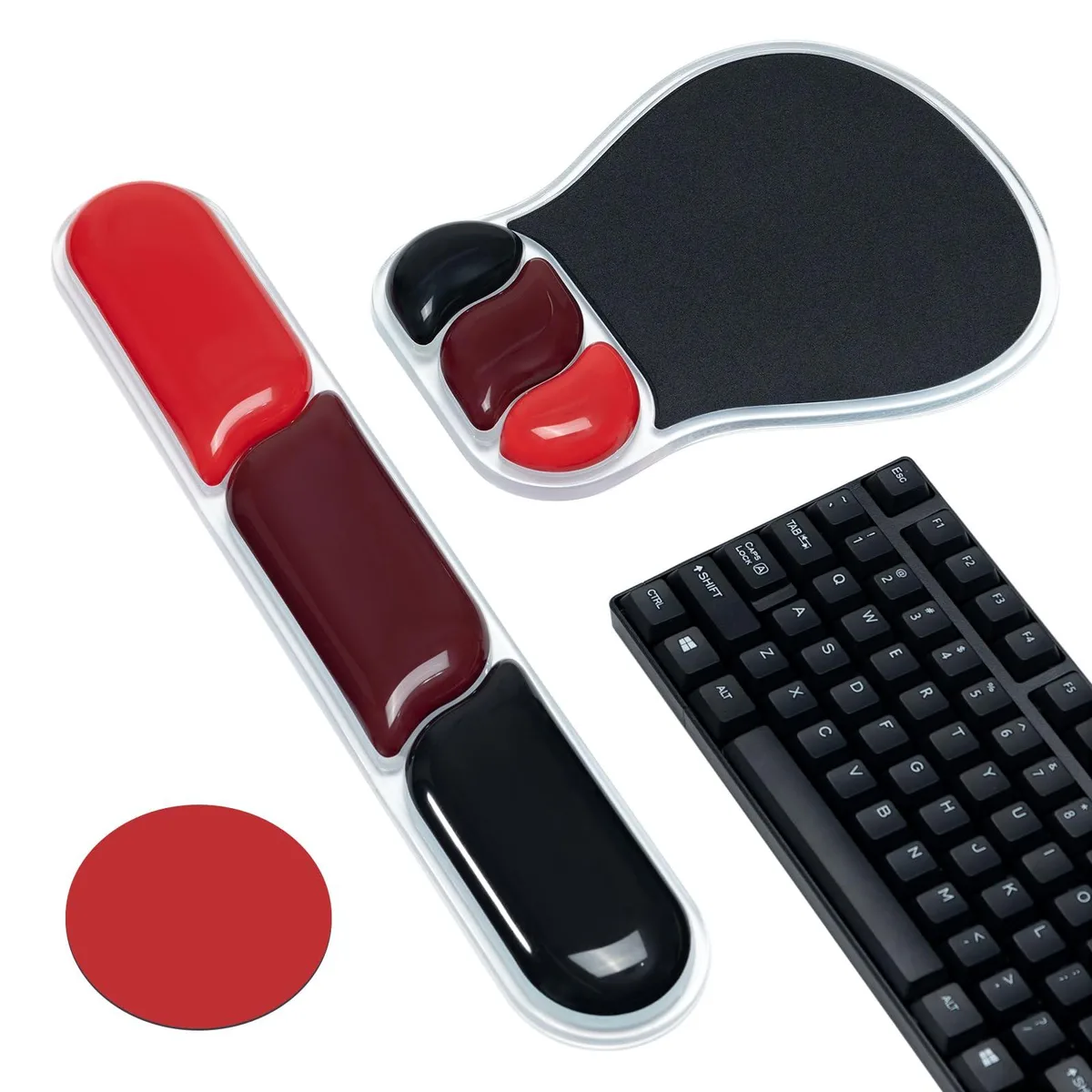  Keychron OPC17002C01B136OFAP Mouse Pad with Wrist Rest Set Gel Ergonomic Anti-Slip Rubber Bottom Black and Red — product photo